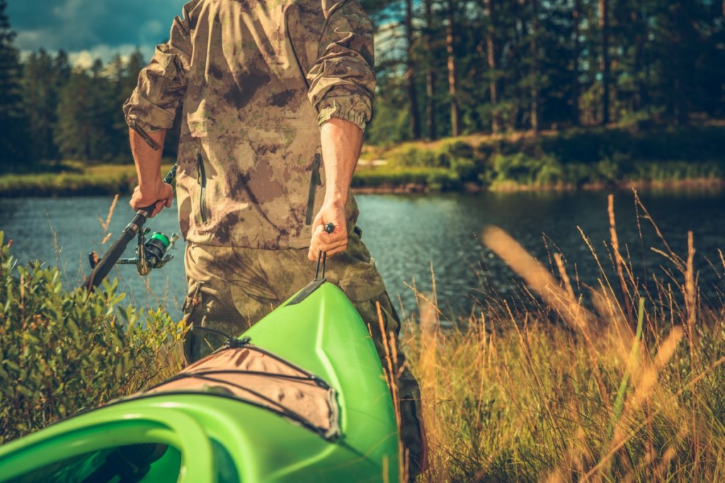 launching a fishing kayak